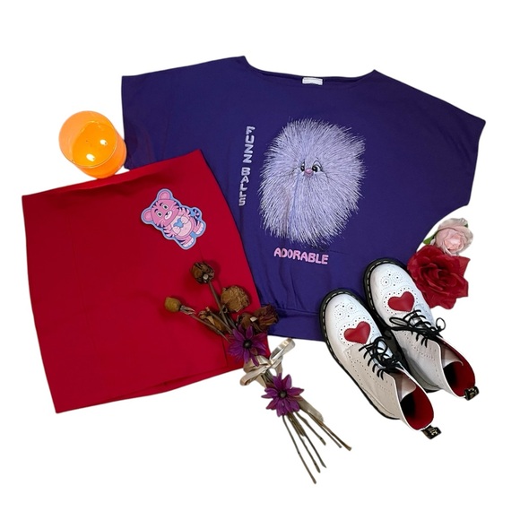 Vintage 80s retro rare Fuzz balls ADORABLE purple graphic tee - Picture 17 of 17